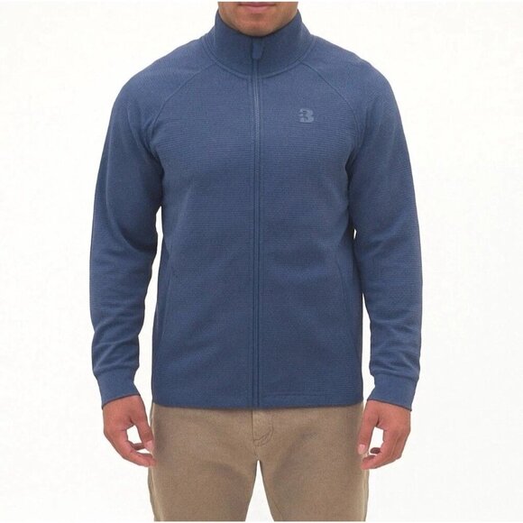 NEW Bench Men's L Blue Full-Zip Mock neck Quick Dry Sweatshirt - Picture 1 of 10